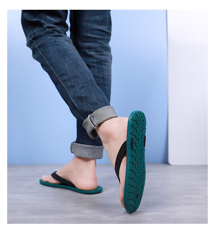 人字拖男士泰国进口橡胶拖鞋男防滑防臭耐磨休闲情侣沙滩鞋夏外穿黑带