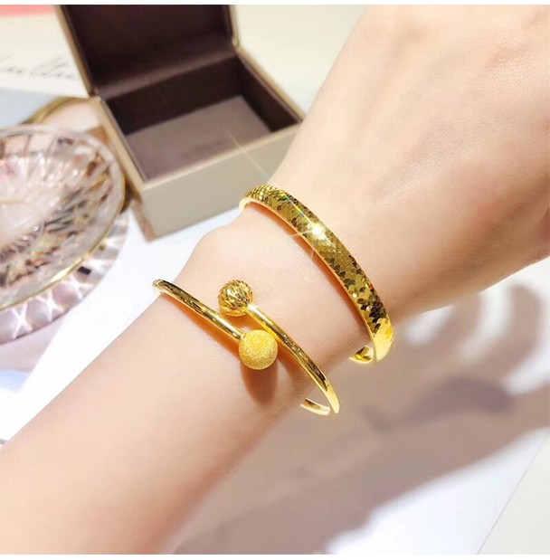 老凤祥款3d硬金手镯999黄金镯子2021年新时尚女足金正品闭口宽面cnc