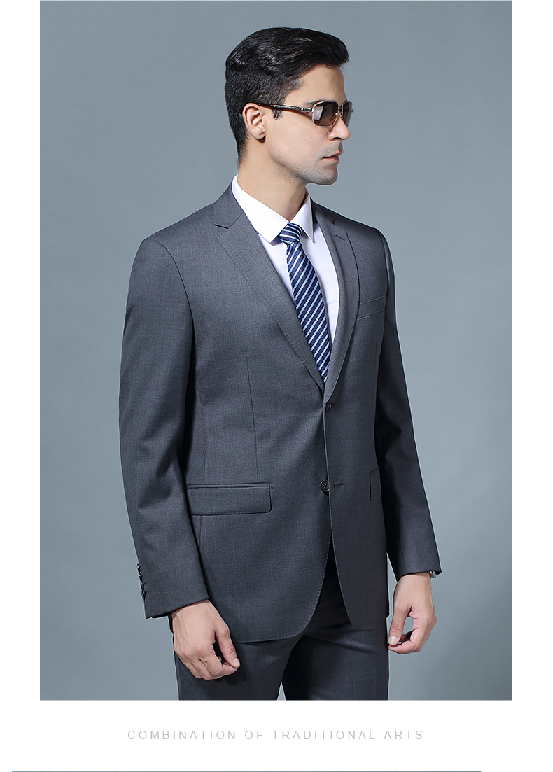拉博夫灰色西服套装男商务洽谈商政会议西装男正装2021新款领导书记