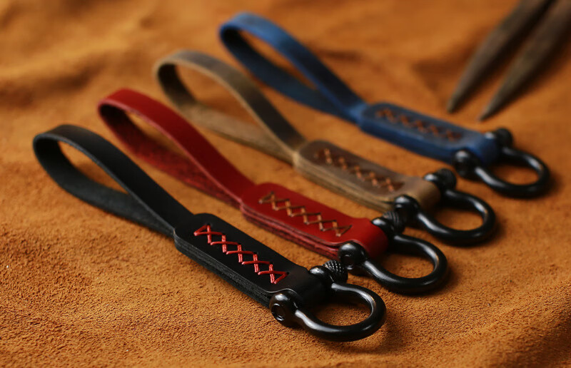 汽车钥匙扣手工个性定制长钥匙绳头层牛皮钥匙链复古创意潮 油蜡皮