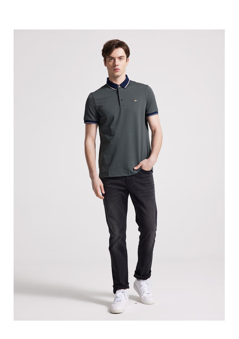 fynchhatton德国树短袖t恤男无忧搭2022夏polo领上衣商务休闲橄榄绿