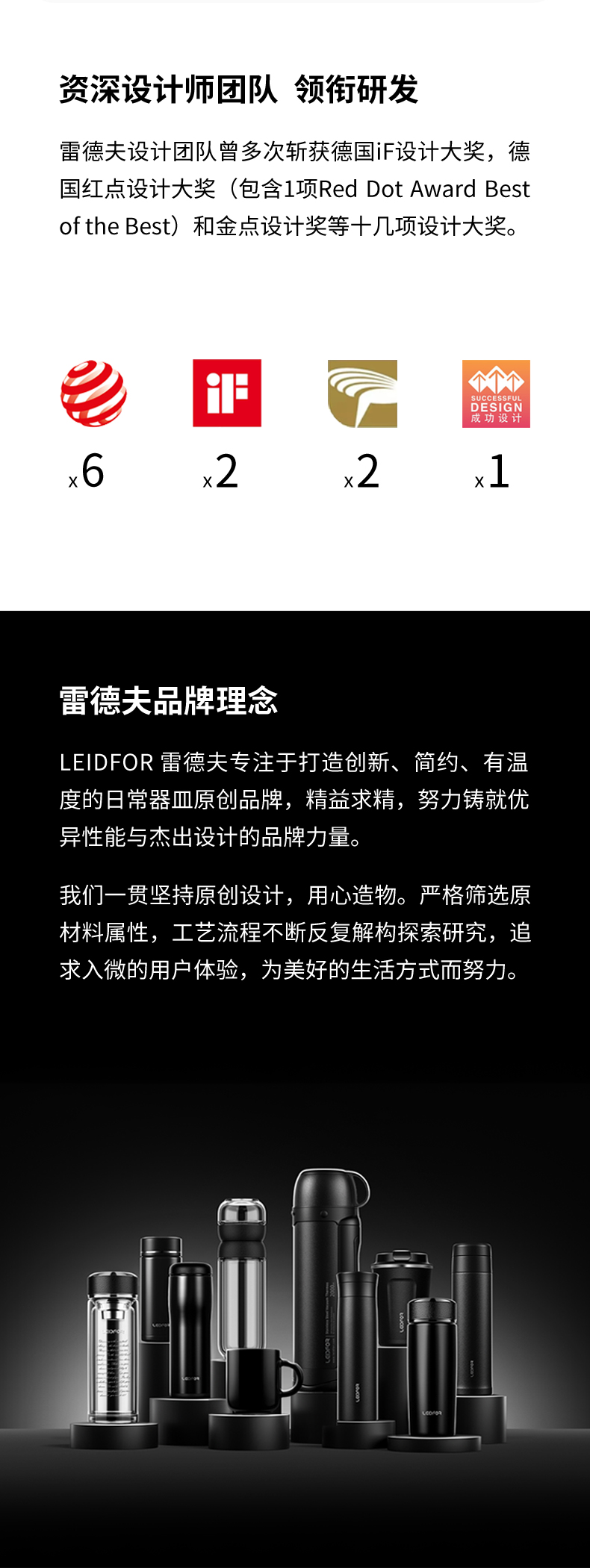 雷德夫保温杯带盖便携水杯随行杯不锈钢杯子咖啡杯随手杯杯盖美国进口