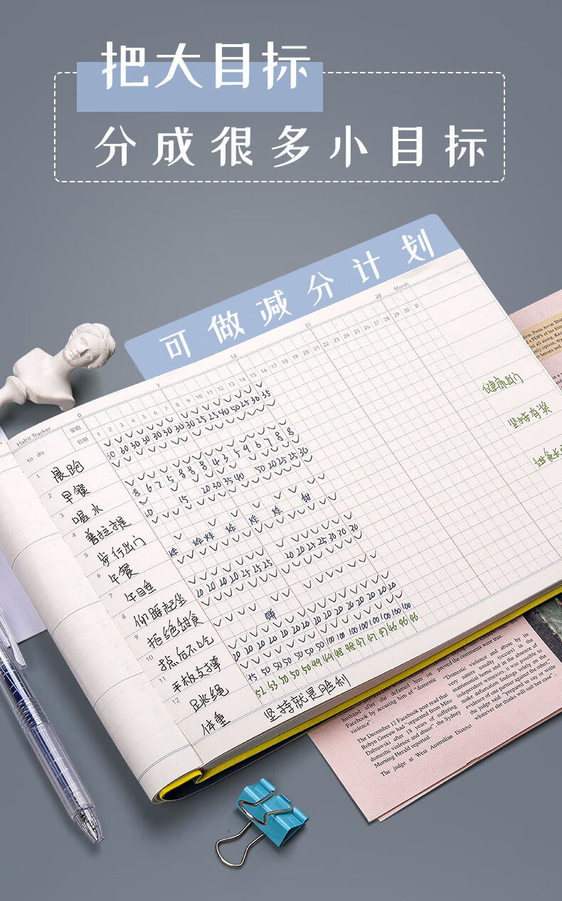 正己自律打卡本任务计划本习惯自律表时间管理todolist每日b5蓝色送10