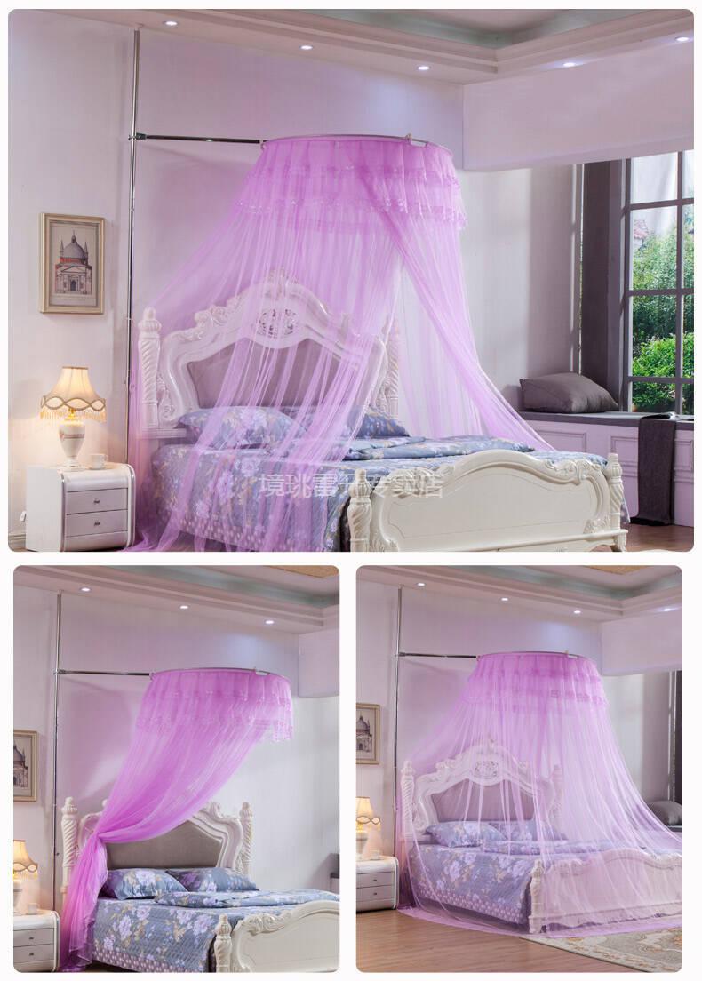 蚊帐家用大床光帘蚊帐圆顶不锈钢落地可调高度通用不打孔免安装15米