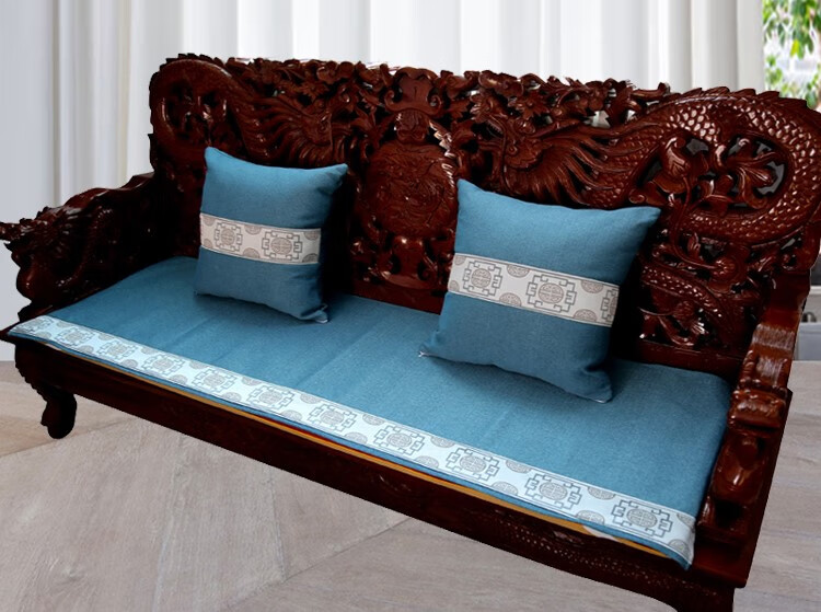 栖蔓翠 新中式实木沙发套罩全包亚麻布四季通用红木家具坐垫套防滑