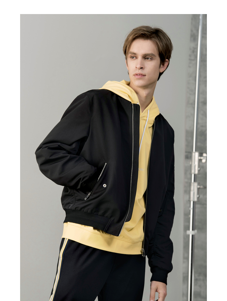 卡宾男装宽松夹克衫蝴蝶字母刺绣春季新款上衣黑色外套潮流青年h