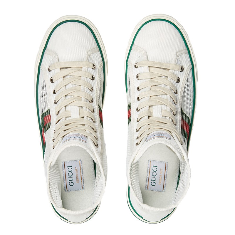 gucci古驰男鞋gucci tennis 1977系列男士网面高帮运动鞋帆布鞋663258