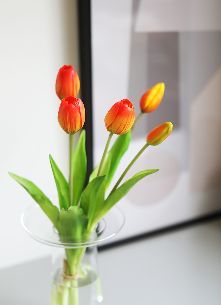 木子西年仿真花软胶郁金香花束39厘米高pu假花塑料仿真花卉家居插花