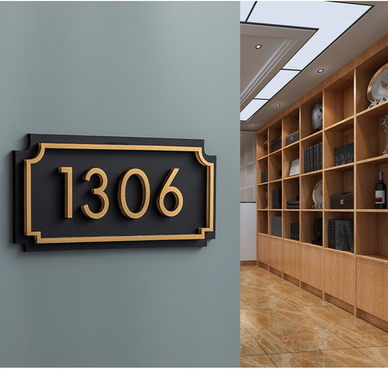 牌号码牌家用现代防盗入户商用酒店轻奢创意住宅房间号sn1009 a款-黑