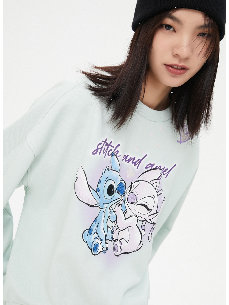 only2021冬季新款迪士尼史迪奇联名款套头宽松卫衣女12139s062s12亮