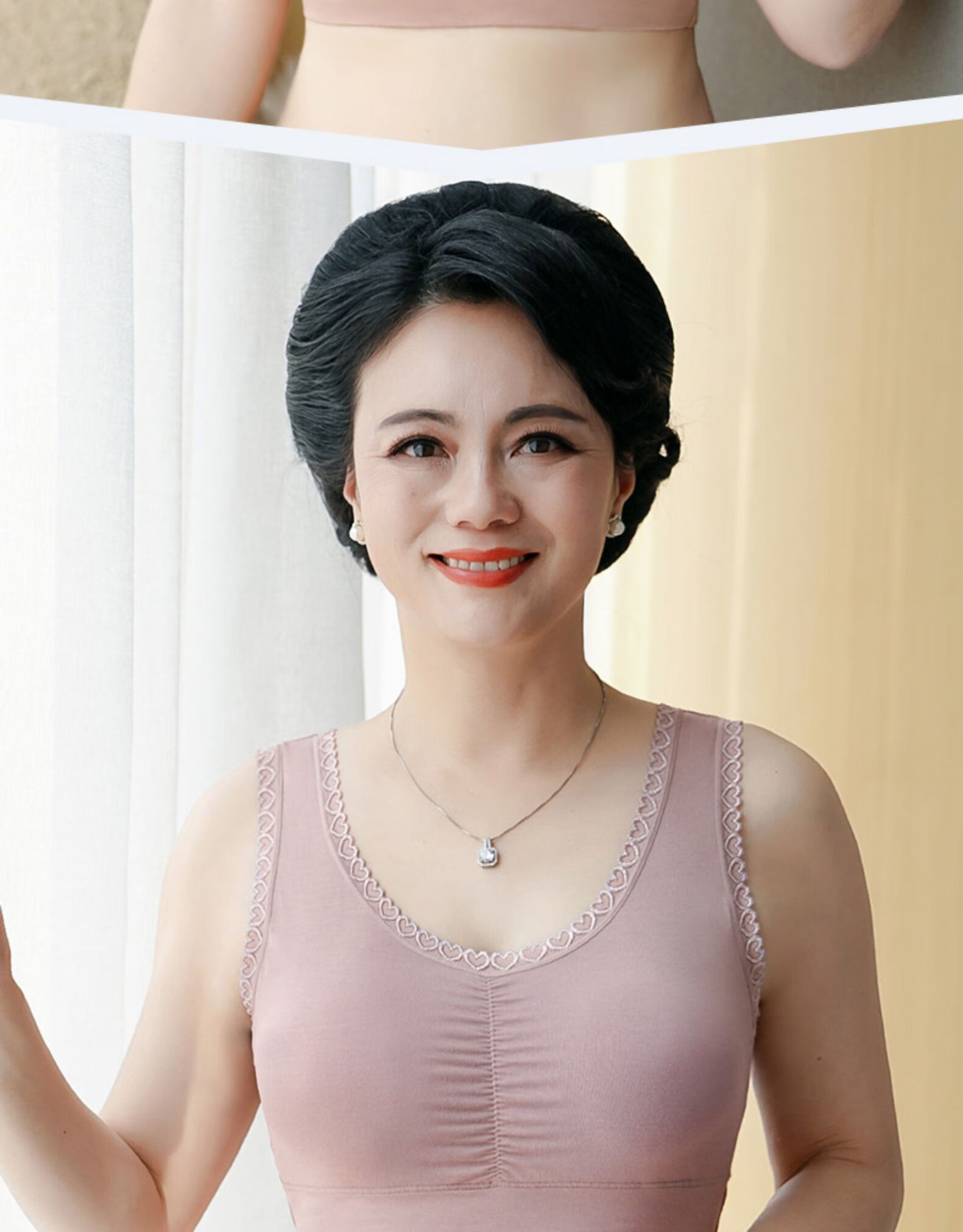 莫代尔中老年人胸罩莫代尔内衣女运动无钢圈背心式夏季美背妈妈款文胸