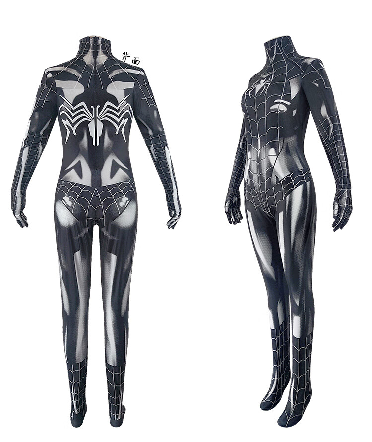 现货黑蜘蛛紧身衣女mj毒液共生体动漫连体衣抖音网红性感cos服 黑色 s