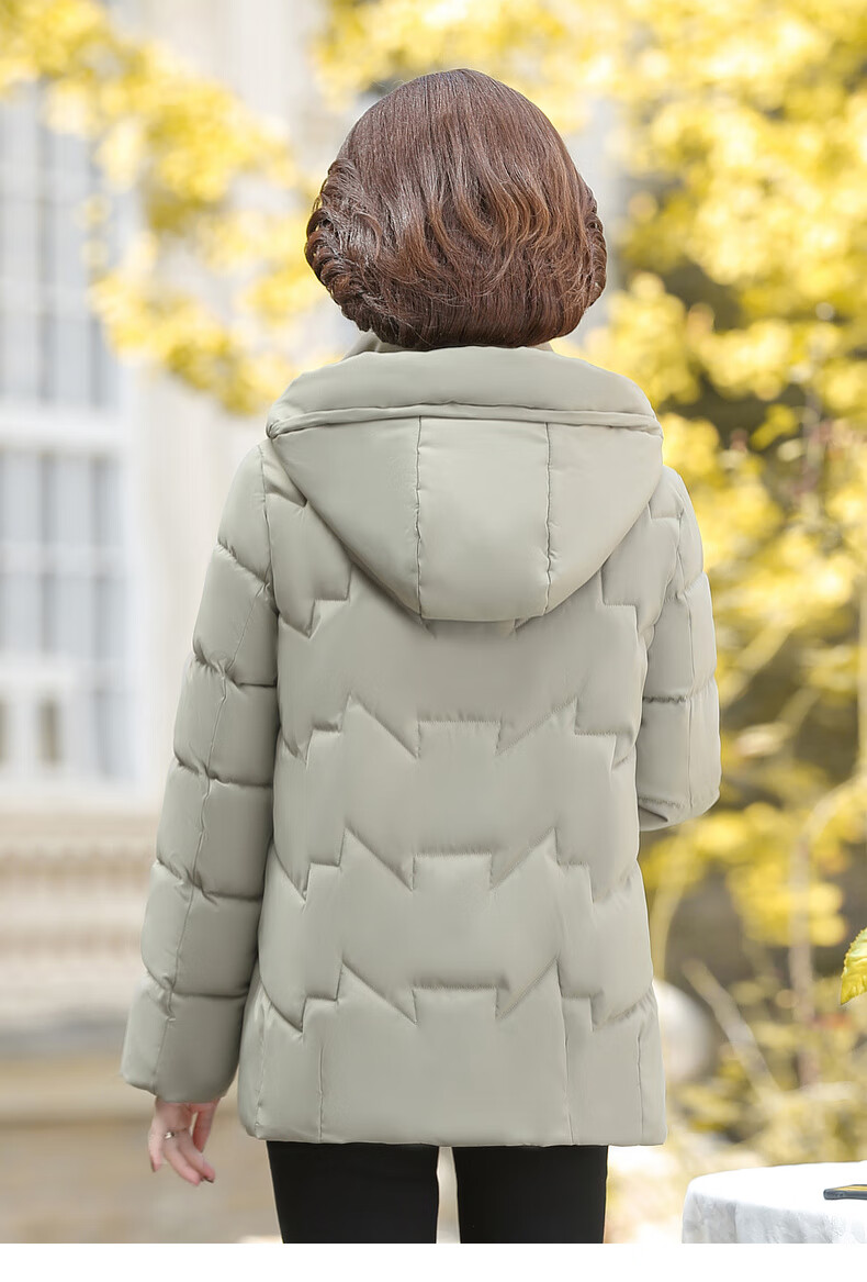 Hengyuanxiang Middle-aged Mom Winter Mid-length Down Cotton Jacket Thickened Fleece-lined Coat for Middle-aged and Elderly Women 24