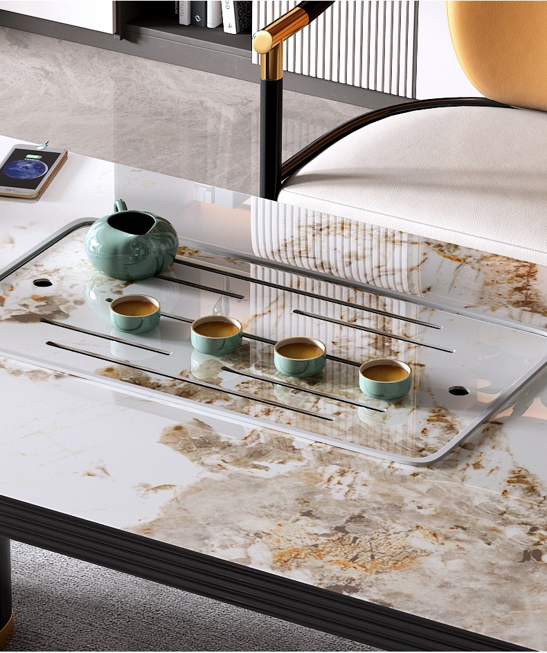 御腾 岩板茶桌办公室客厅轻奢茶台现代简约家用喝茶桌功夫茶桌椅组合