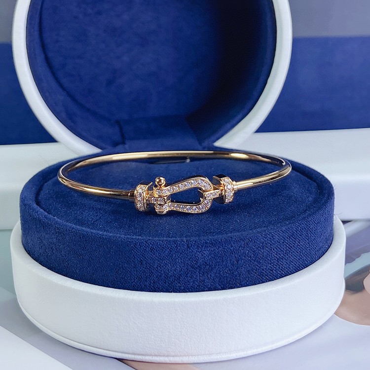 手镯女银小众航海8字马蹄扣玫瑰金男网红情侣款 满钻马蹄扣银色-17号