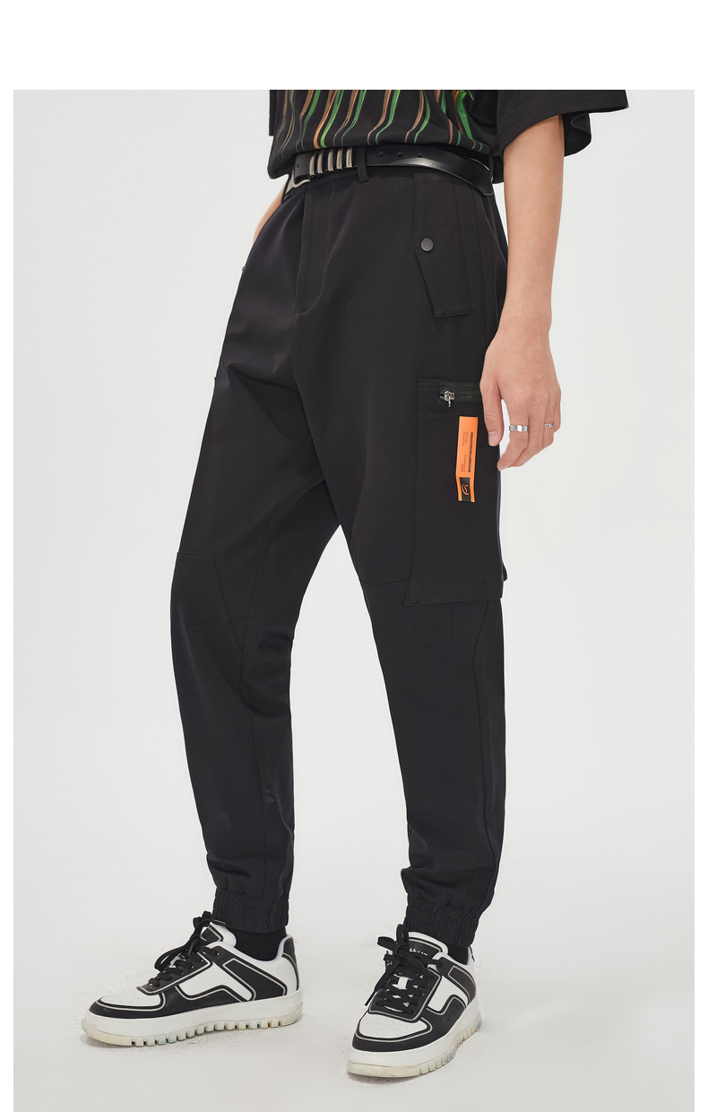 卡宾男装黑色休闲长裤3203126013潮流工装风街头宽松y 煤黑色01 46