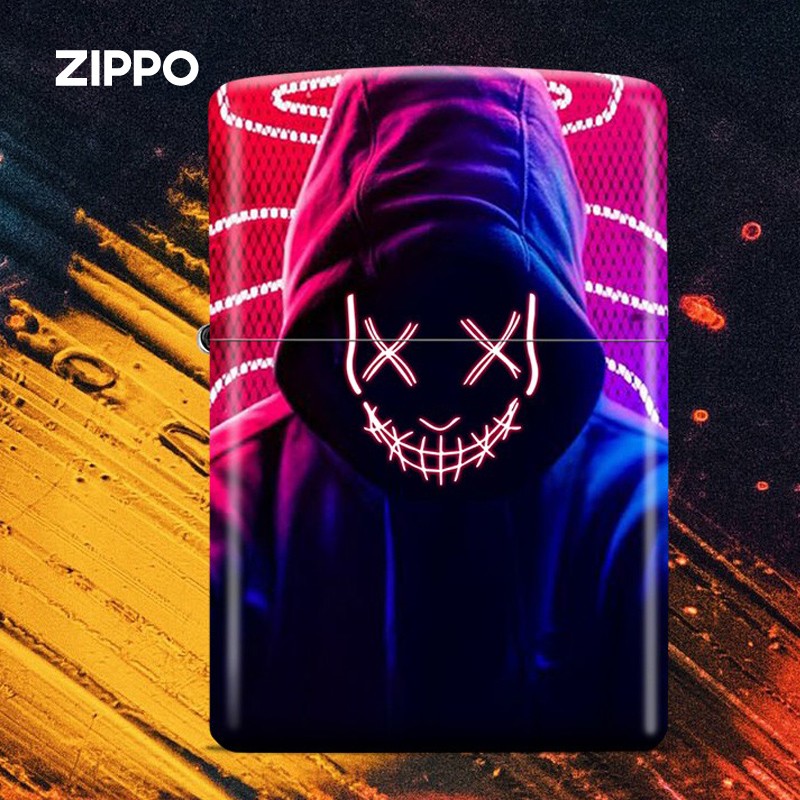 打火机zippo 六面彩印赛博朋克笑脸个性创意男士防风煤油芝宝送男士