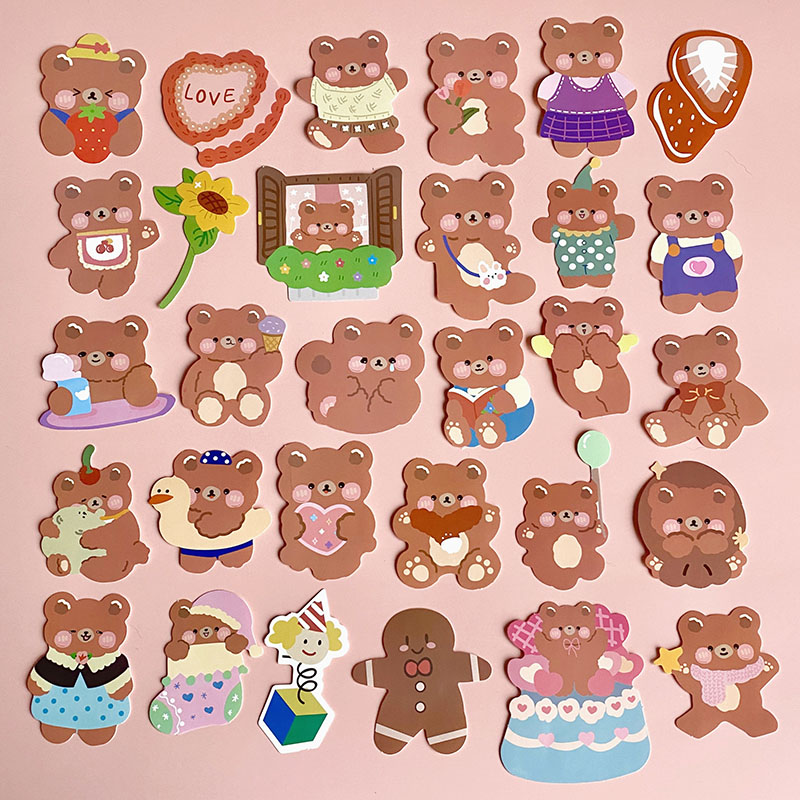 韩国可爱风巧克力小熊卡通手帐贴纸日记本水!