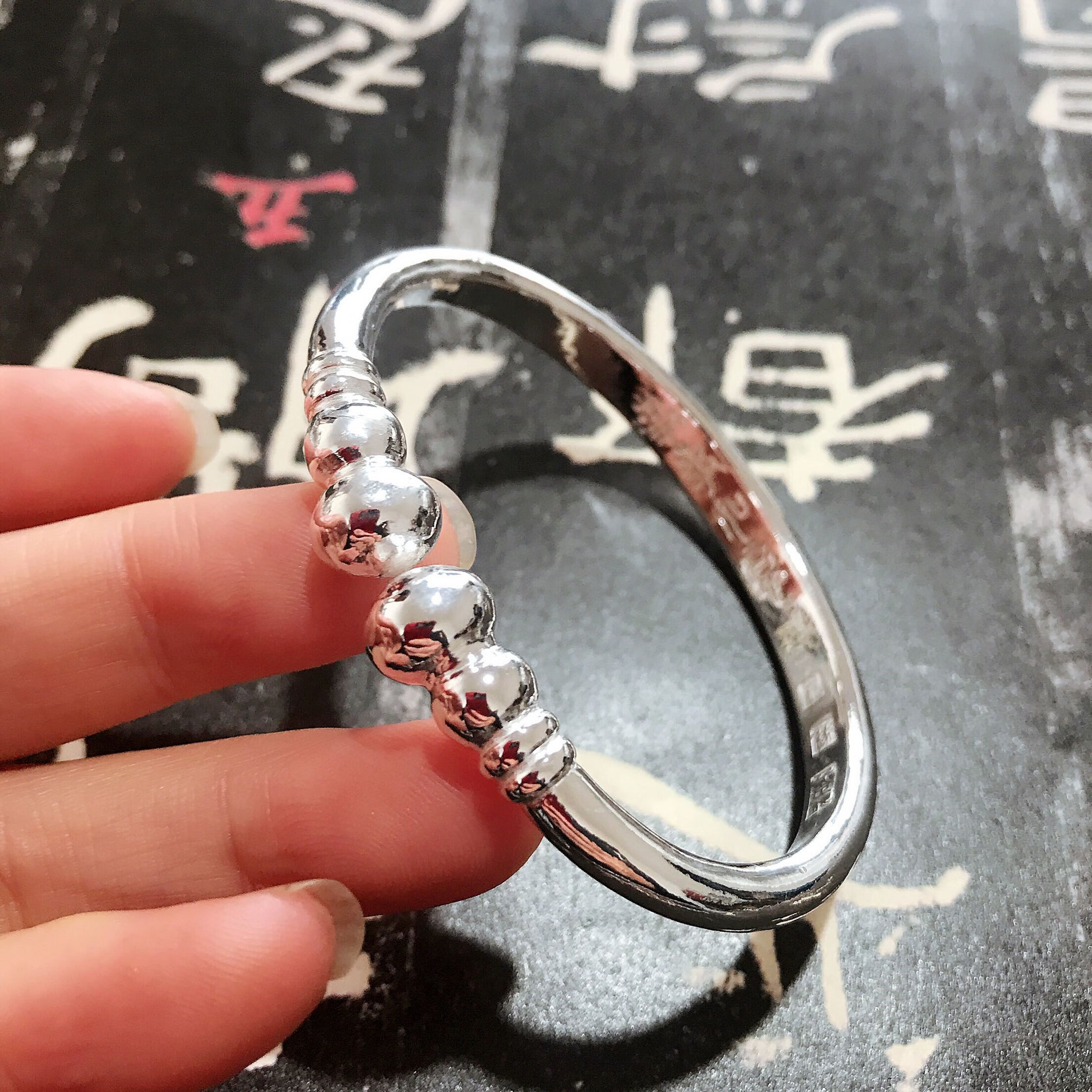 圣岚999女银手镯工匠手工一体蒜头聚财(福禄)葫芦头蒜头手镯 40克一体