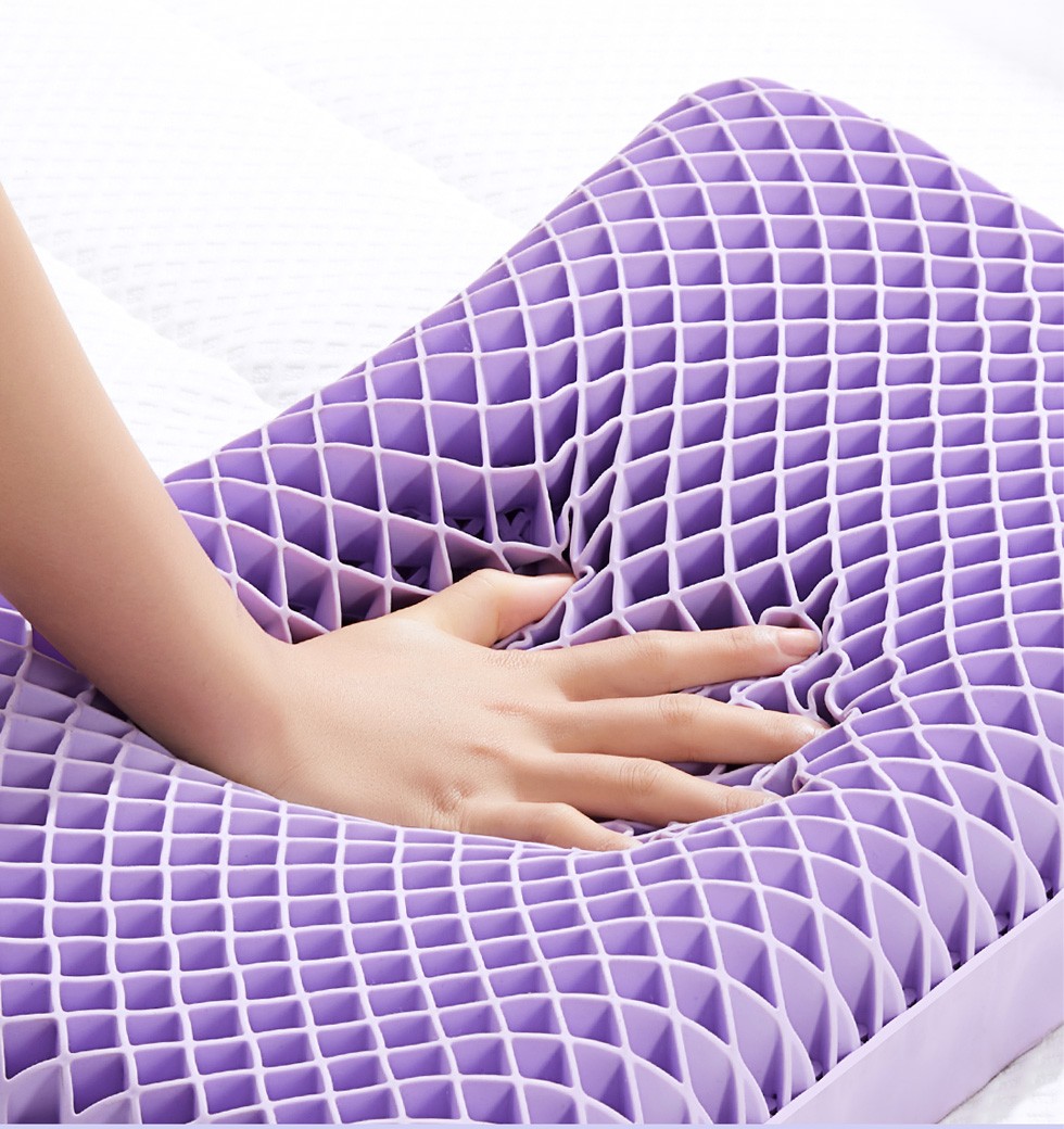 8h枕头 小米无压枕蜂巢透气tpe释压枕头可水洗 颈椎枕果胶枕芯 混灰色