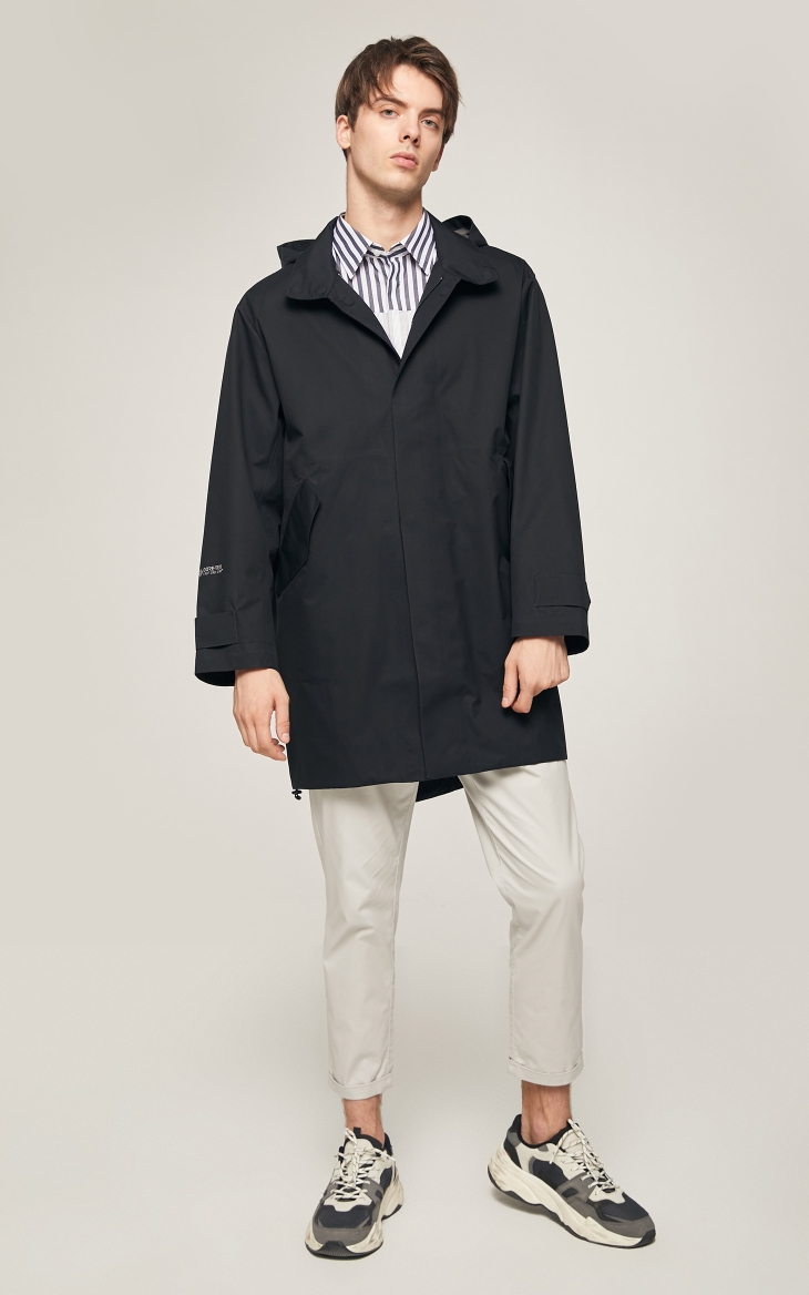 selected思莱德男goretex防泼水中长风衣外套s420321017黑色180100al