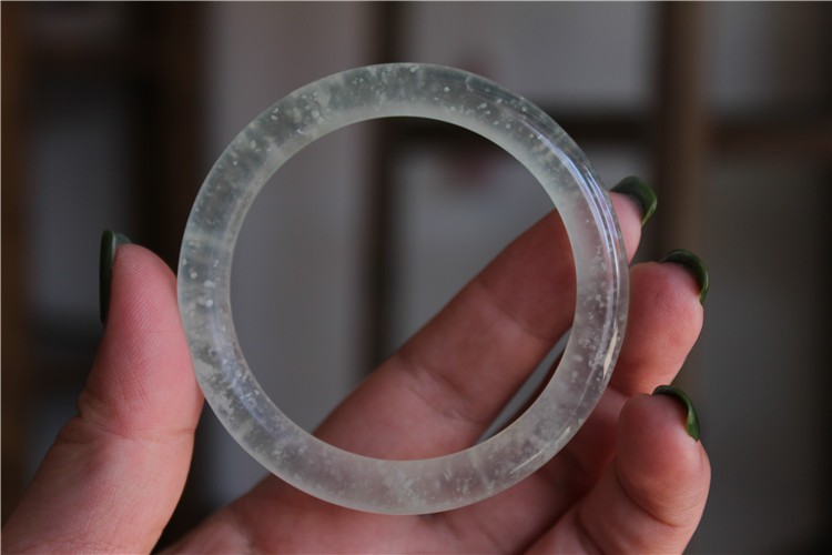 天青冻小细条手镯暴风雪高冰飘棉天然玉石岫玉镯子女雪花棉手镯e26