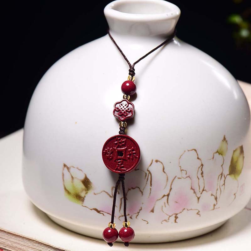 高含量朱砂手机链挂件绳转国风吊坠男女创意钥匙扣礼运紫金砂饰品 款