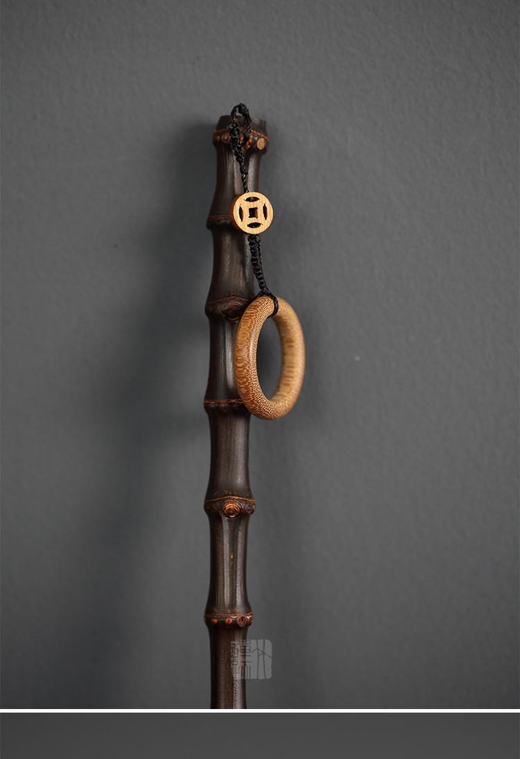 竹禅迹紫竹竹鞭天然老料实心竹老料教鞭手工精细磨调直把玩件原味款长