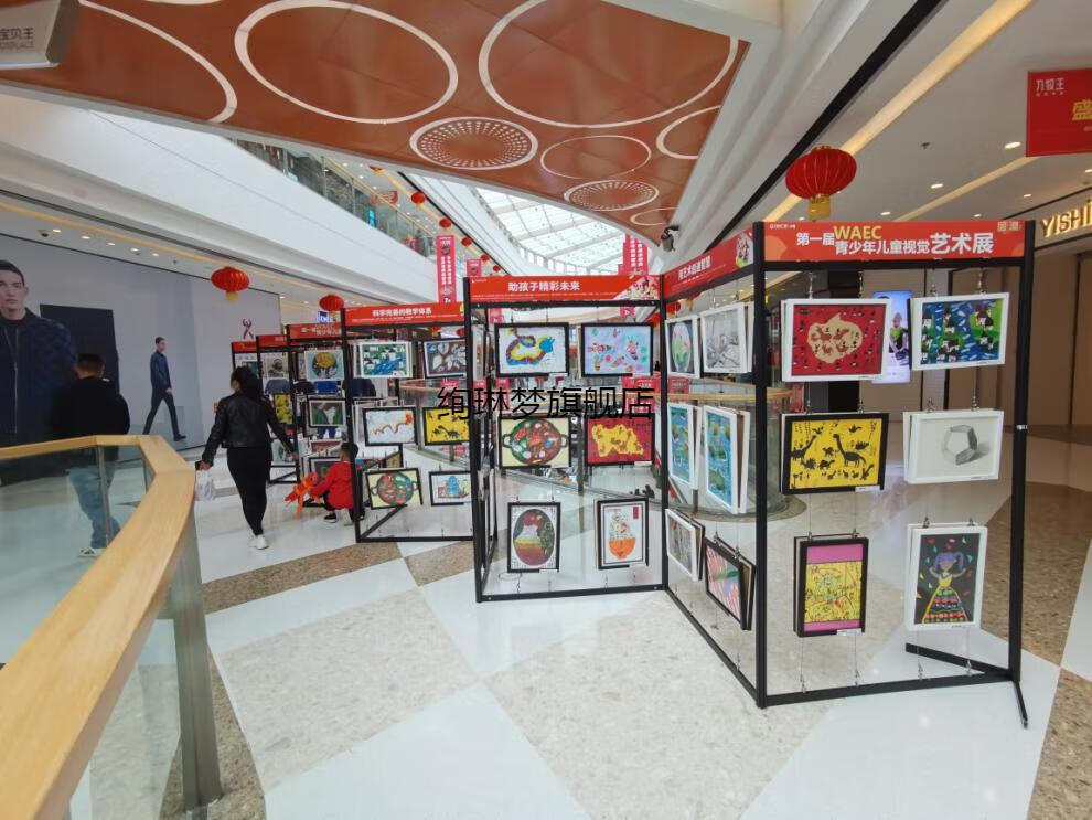 美术作品展示架 八棱柱画展展示架折叠书画展板书法作品铝合金展板