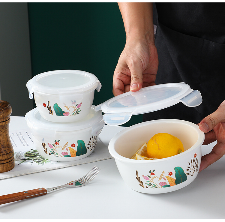 饭盒陶瓷陶瓷带盖饭碗微波炉专用大号上班族学生密封饭盒泡面碗家用