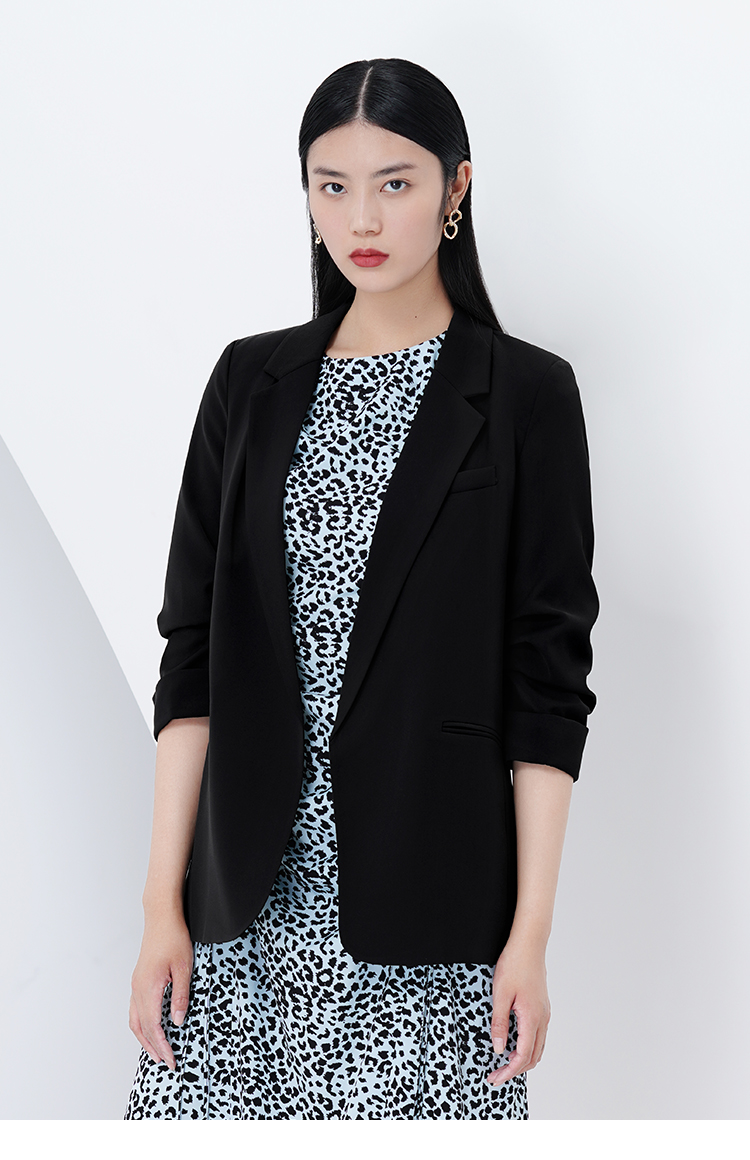 hr赫莲娜女装2021秋季新款基础款简约百搭西装外套女 黑色 s(160/80a)