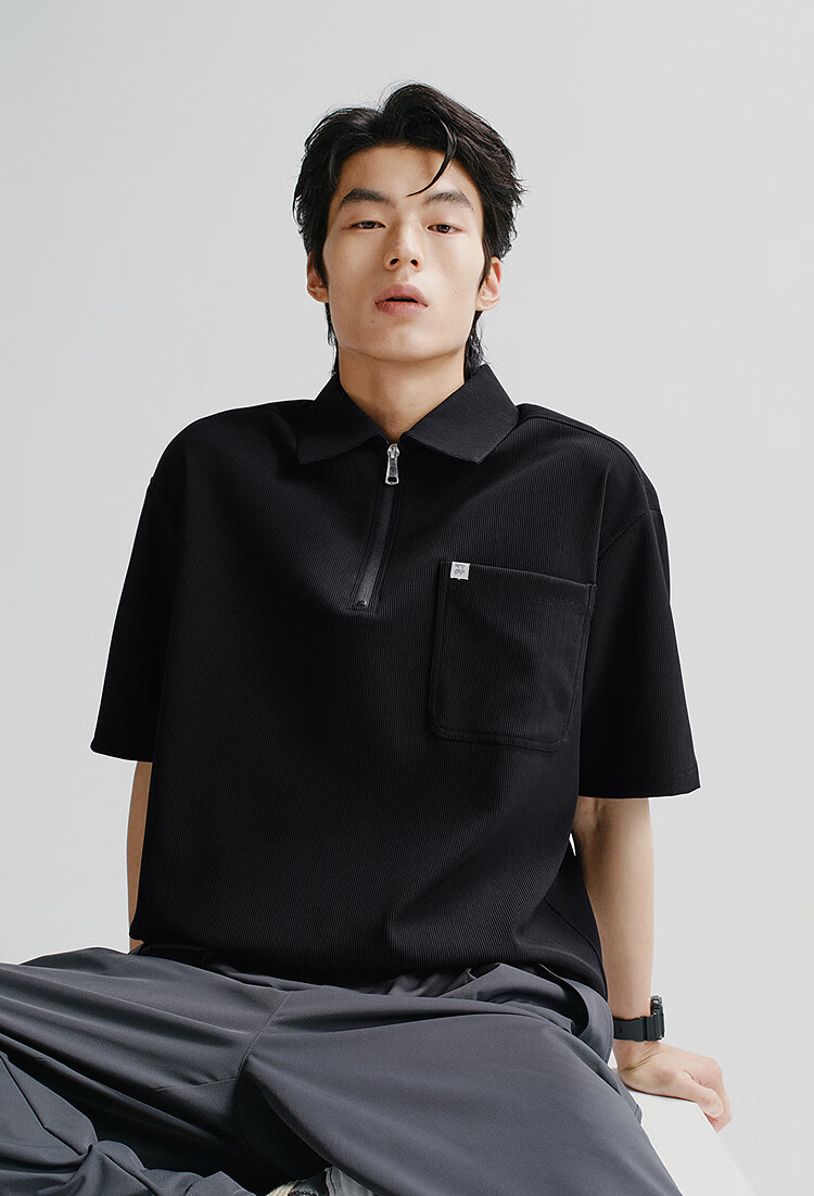 Taipingniao Men's POLO Shirt, Casual Textured Workwear Short Sleeve, Summer Men's Quality Simple Style, Black And Green, 2XL 2