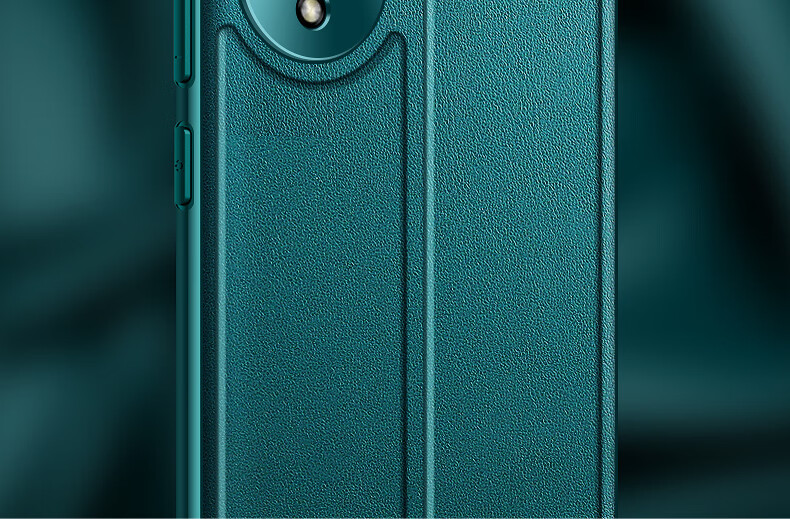 荣耀50保护壳高端素皮翻盖保护套荣耀50pro黛青色高端素皮免翻盖接听