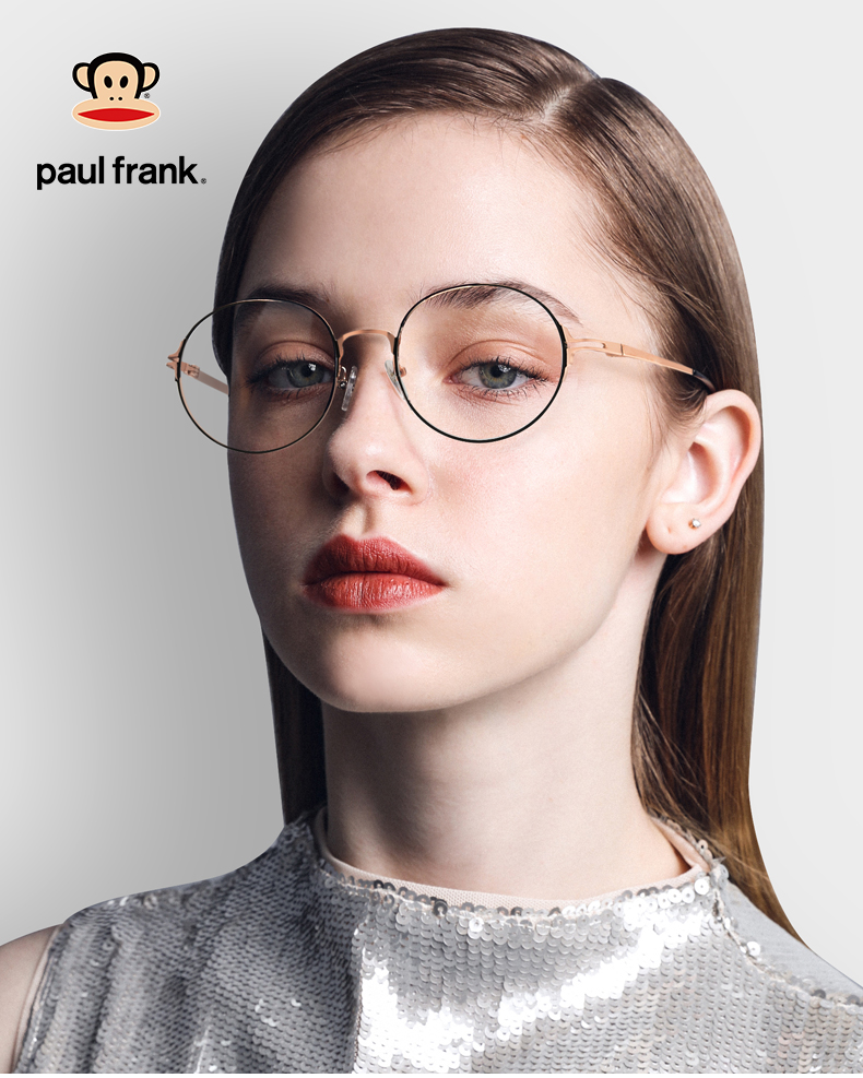 美国paul frank大嘴猴近视防蓝光眼镜女素颜超轻抗辐射护眼平光圆框
