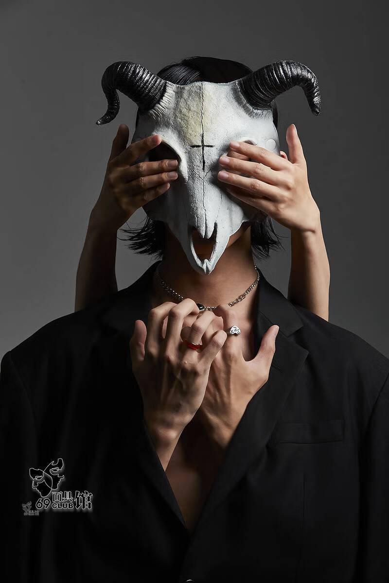 万圣节面具帅 燕尾蝶男士女公羊脸朋克cosplay面具造型舞台网红抖音91