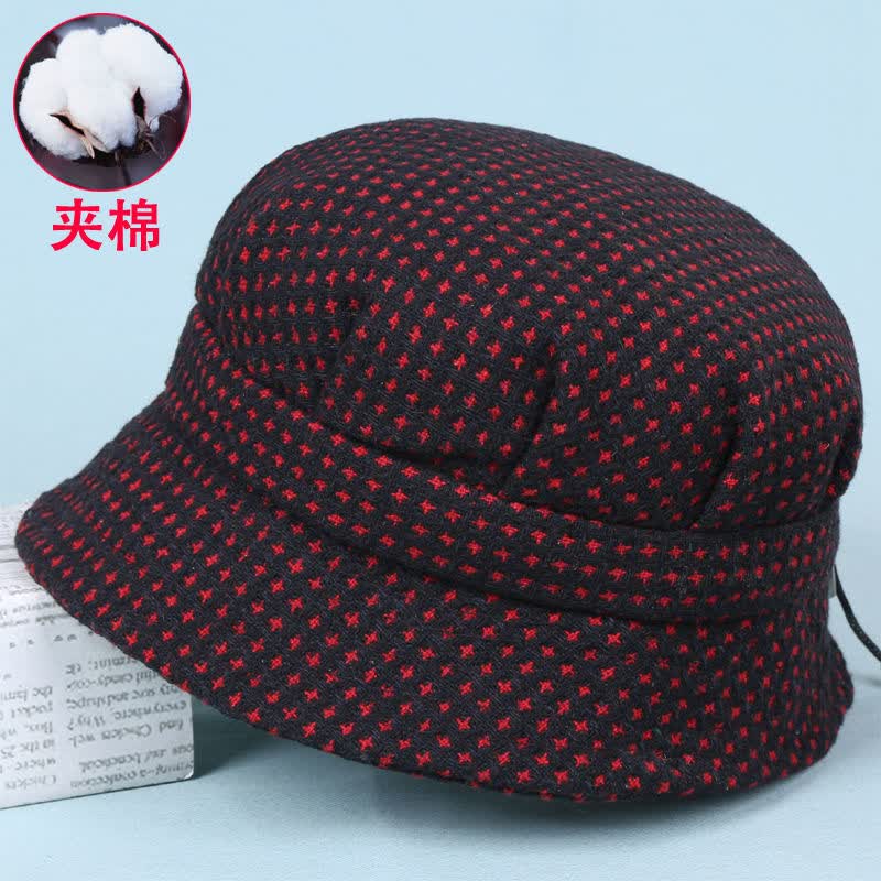 秋冬天中老年人帽子女针织毛线帽奶奶帽保暖冬季帽盆帽老太太帽冬带钻