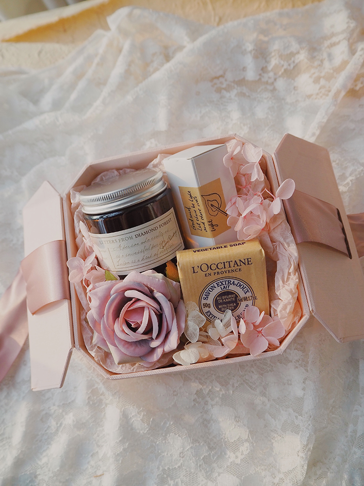 香薰礼盒送女生闺蜜生日礼物高档情人节新婚伴手礼女伴娘 灰绿丝带