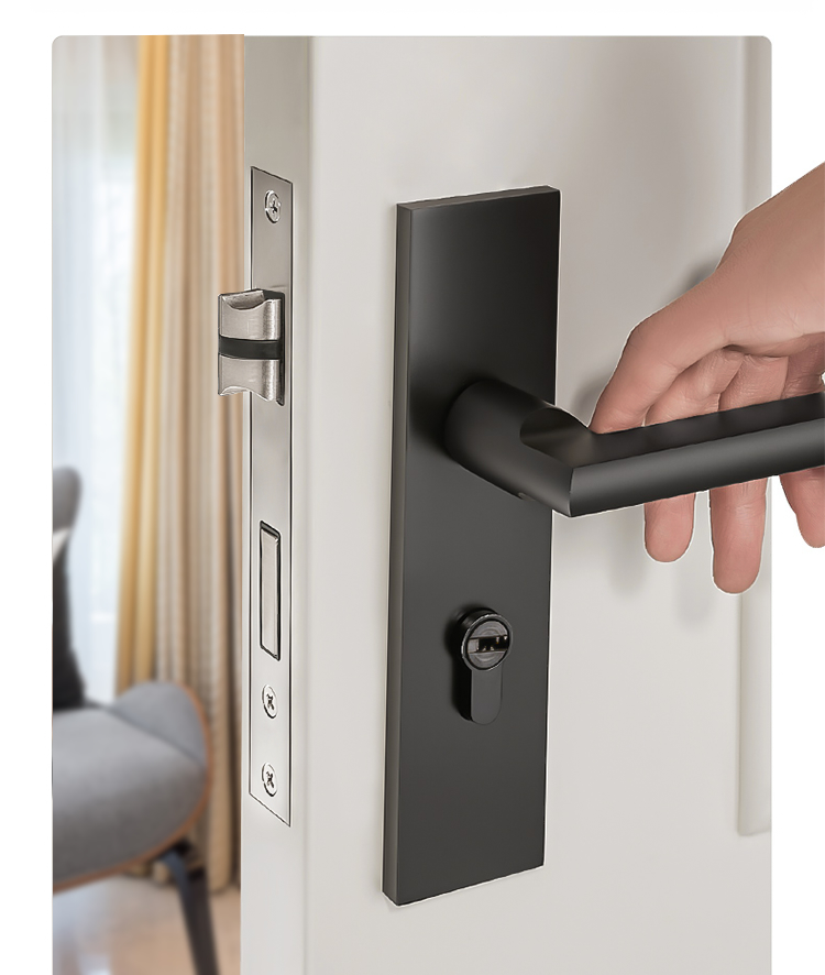 实木房门门锁家用通用型卫生间卧室室内手把柄简约分体锁具七颗全铜锁