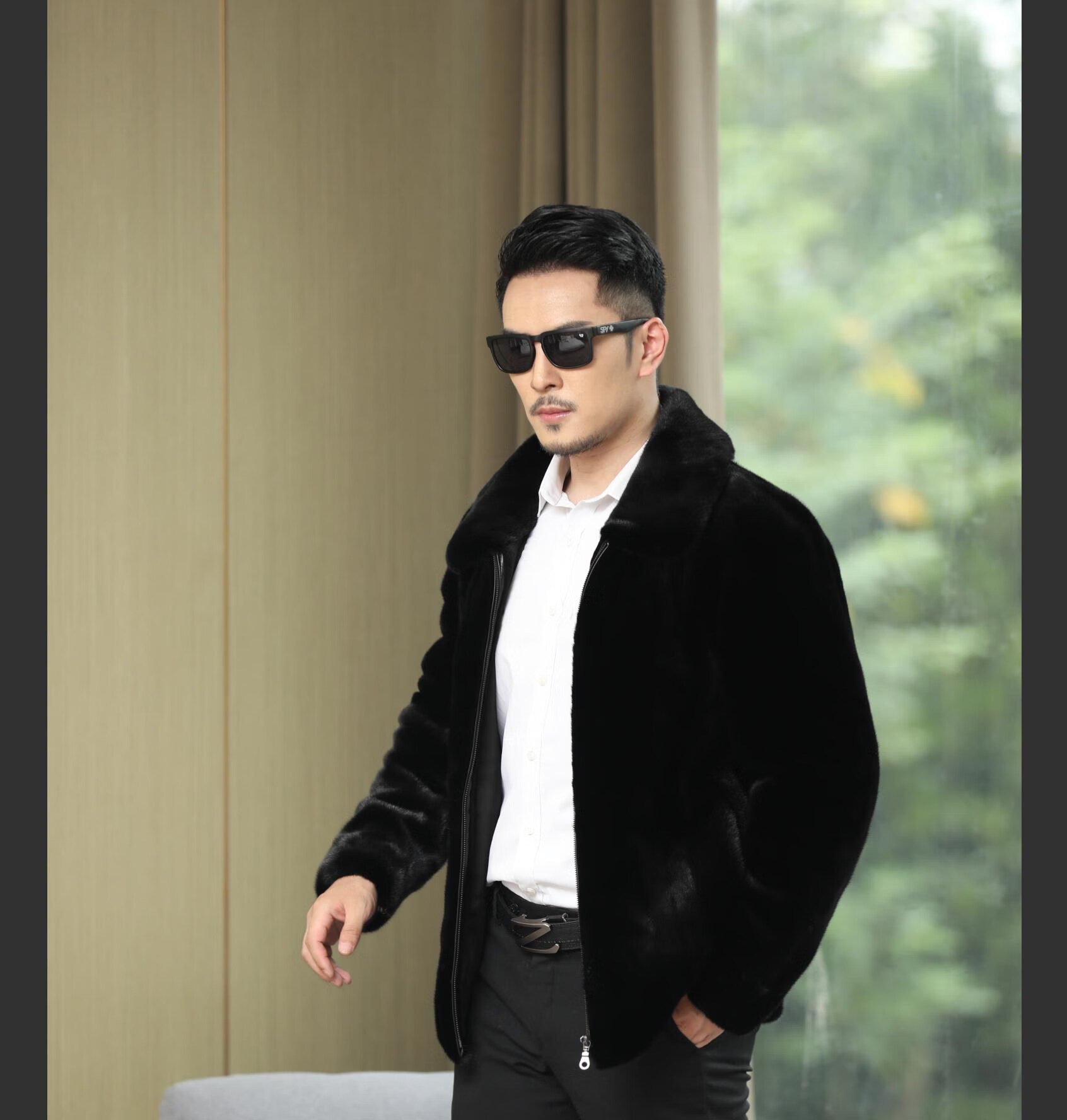 美国宝嘉美皮草男士进口貂皮外套男整貂大衣真貂宝嘉美夹克皮草休闲潮