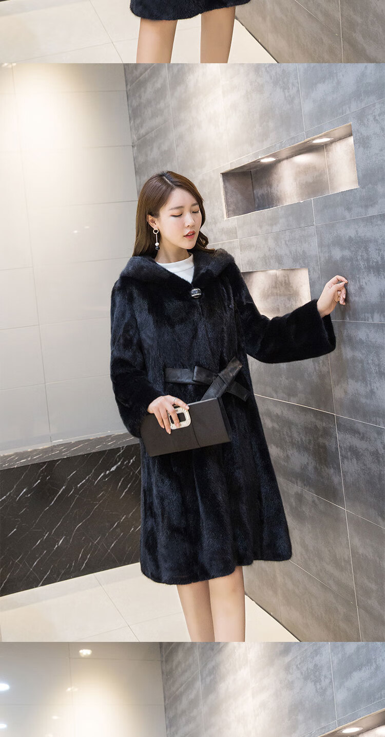 高端品牌貂皮大衣女款整貂中长款裘皮外套天鹅绒海宁进口母貂水貂毛皮