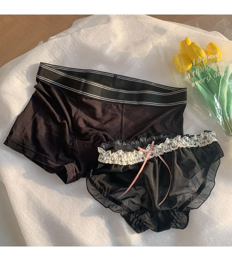 七夕礼物送男友【情侣款】甜份标~日系男女双人夫妻性感诱惑情侣内裤