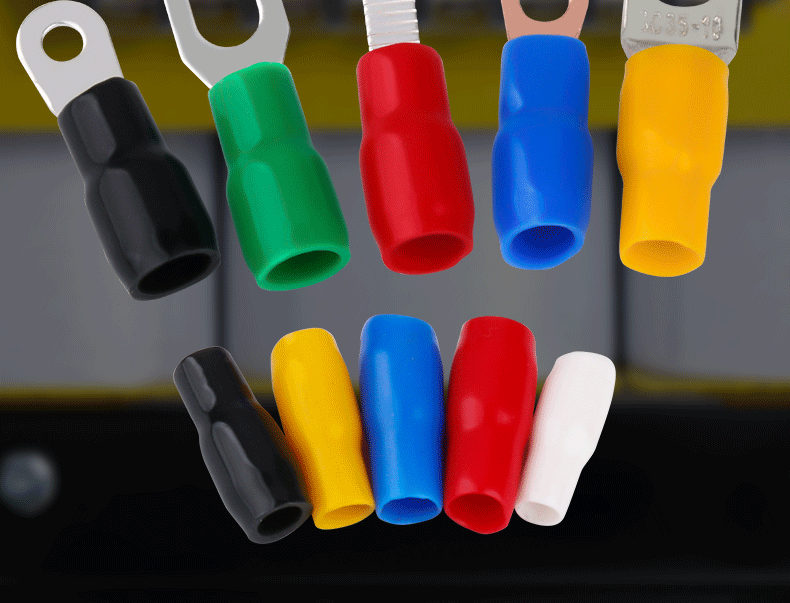 仟特冷压端子绝缘软护套v461016平方铜线鼻子电缆色套红黄蓝绿黑c4510