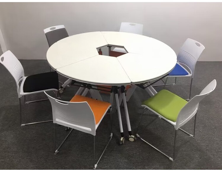 心影高中生培训组合移动办公长条桌创客教室翻转拼接桌阅览折叠课桌椅