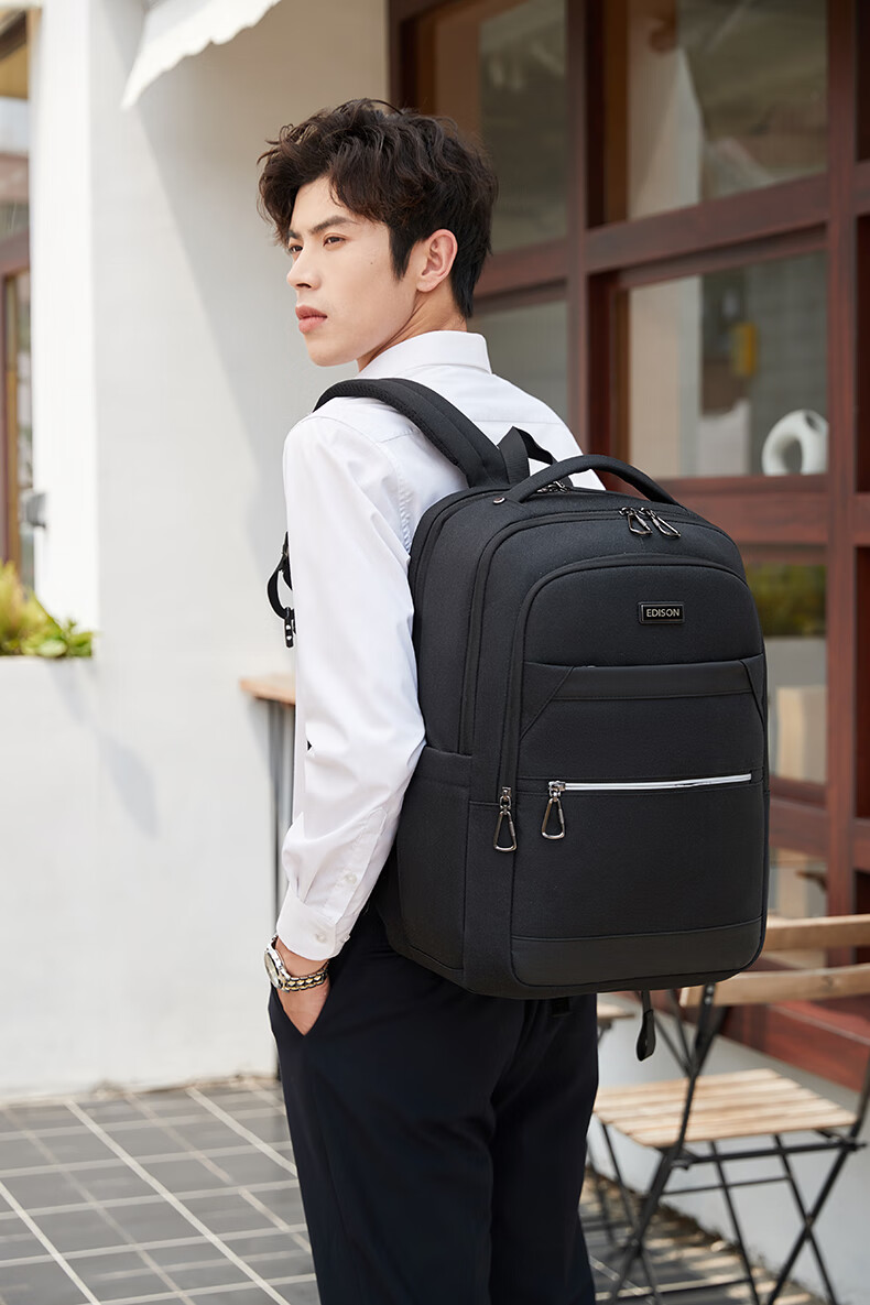 Edison Men's Backpack Business Travel Commute Laptop Bag Water-Resistant Backpack E02-2 Gray 4