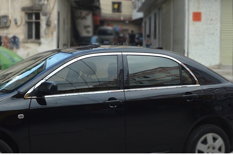 适用07--13款丰田卡罗拉车窗亮饰条花冠改装亮条不锈钢汽车镀铬条 07