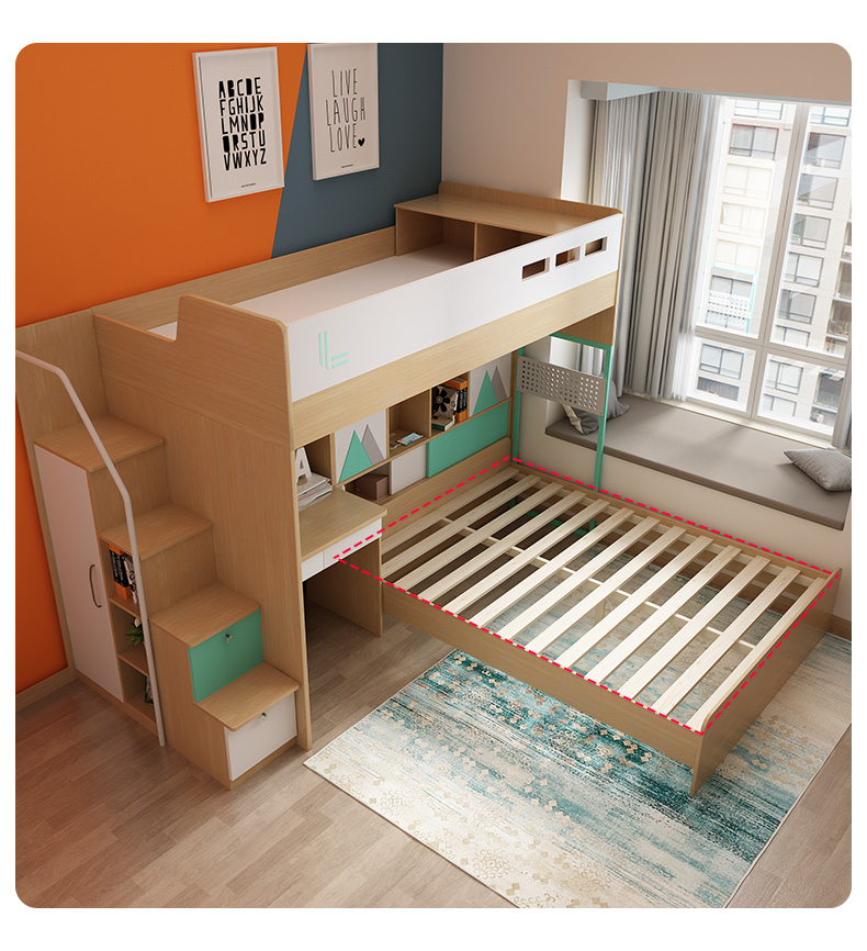 豪司罗尔榻榻米床衣柜床一体高低床上下床双层床儿童成人上下铺多功能