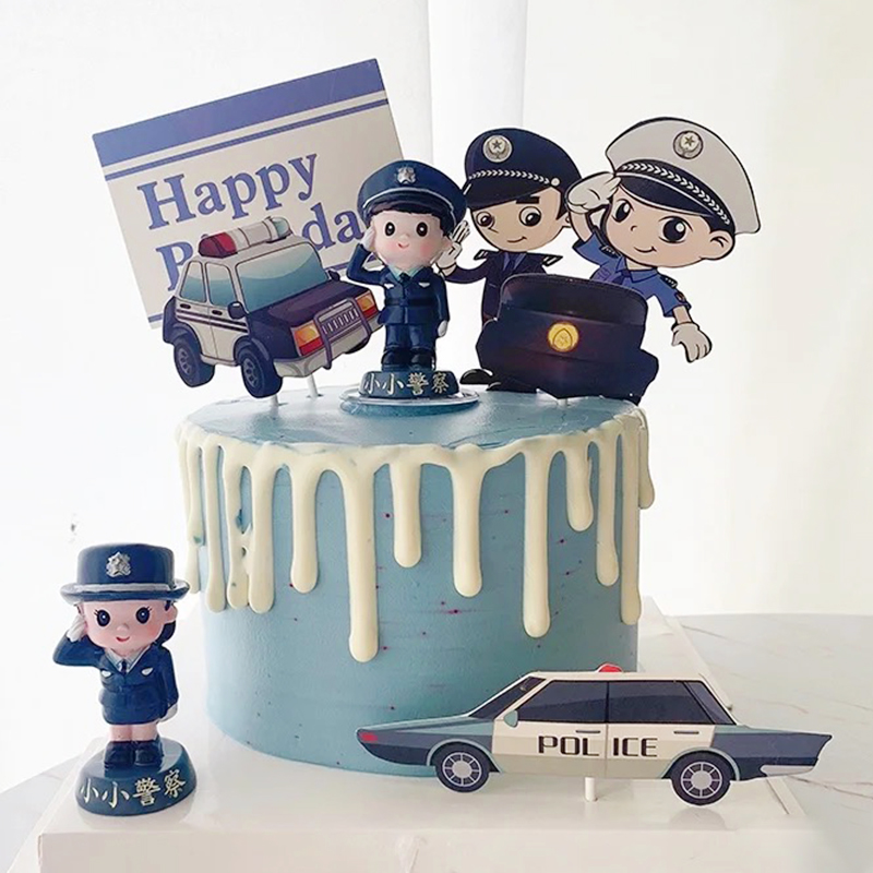 警察生日蛋糕同城交警女警警车救火英雄消防员蛋糕同城配送男孩男士