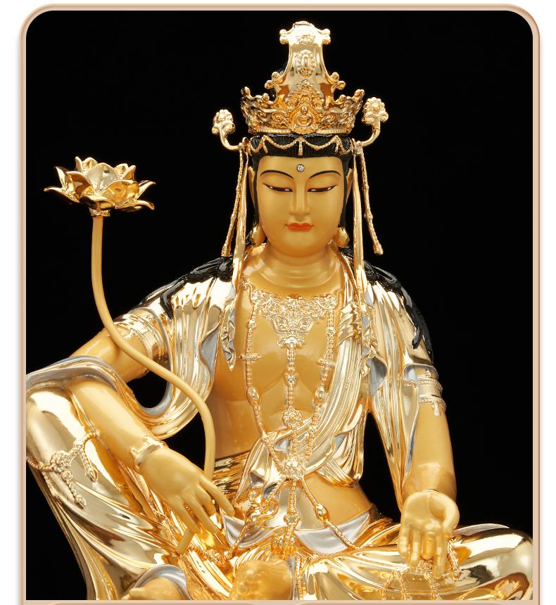 七宝莲 文殊菩萨纯铜鎏金文殊普贤菩萨家用供奉大号本命佛铜像华严