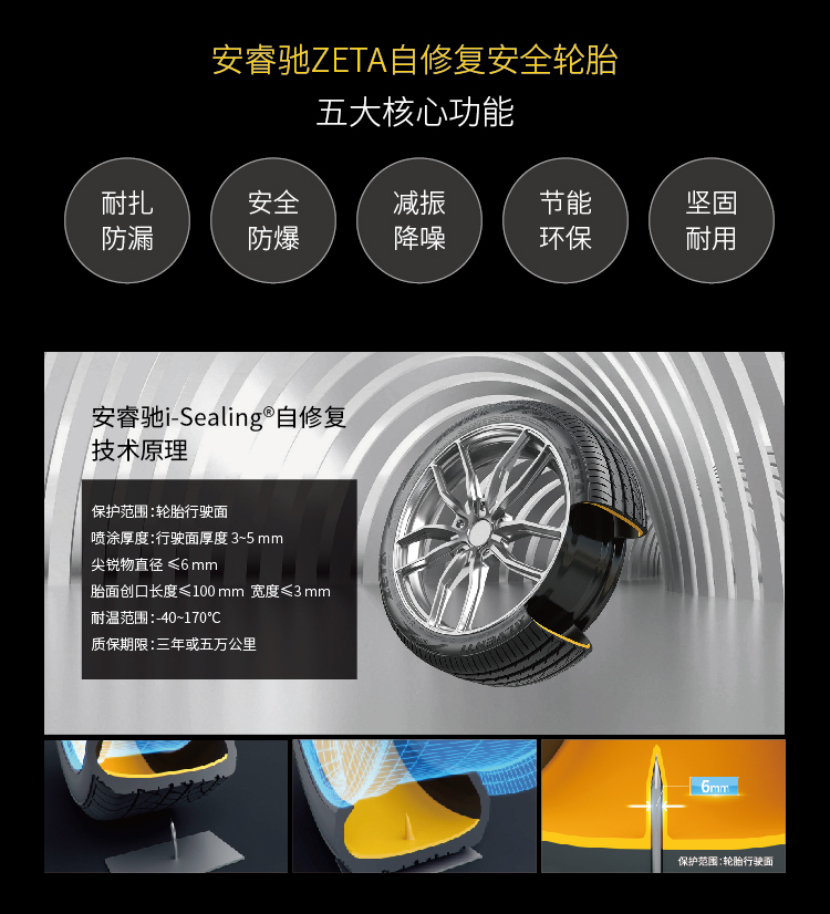 安睿驰zeta自修复安全轮胎lt235/70r16-6pr zivaroa/t耐扎防爆舒适