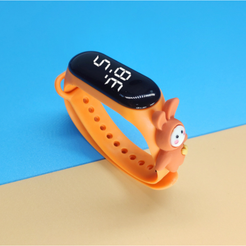 儿童电子手表女孩智能卡通运动手环男女孩中小学生儿童简约中文手表